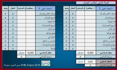 حساب معدل السنة الأولى إعلام و إتصال